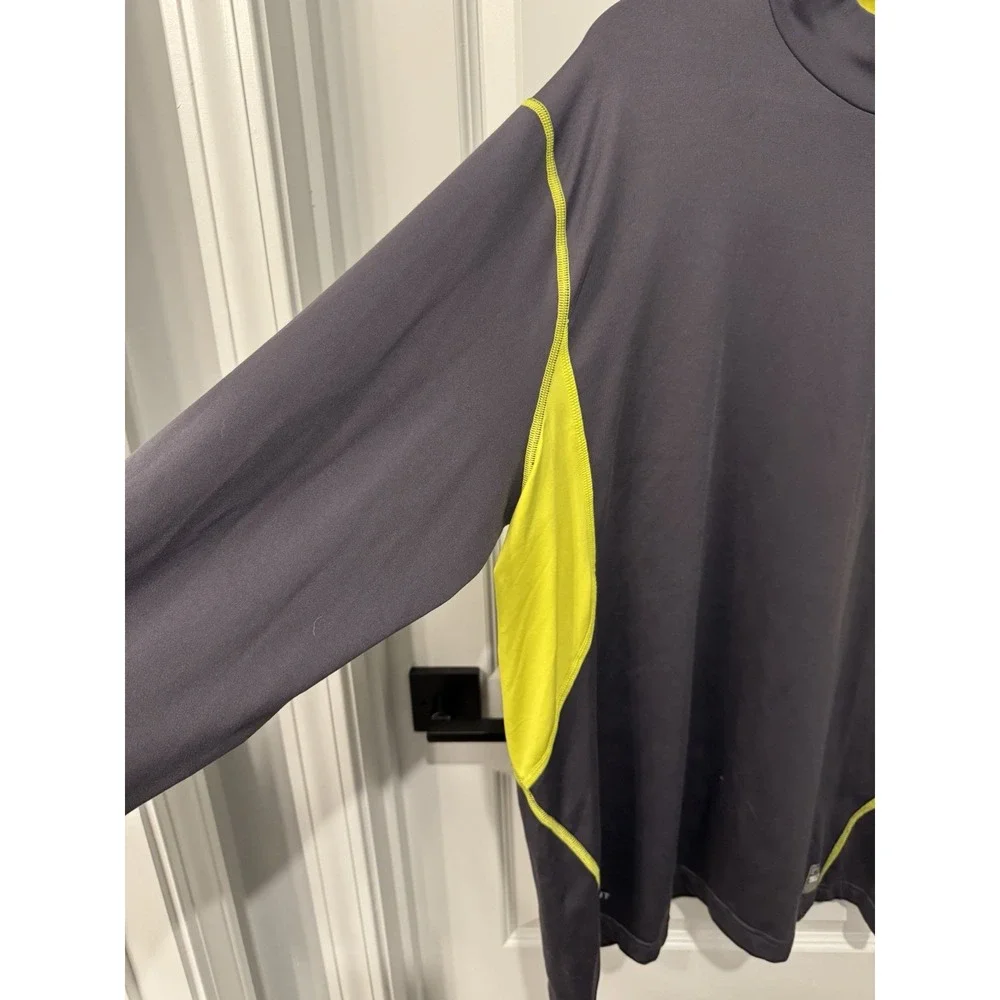 NIKE Men's Long Sleeve Athletic Shirt Pullover XXL Black Yellow High Neck